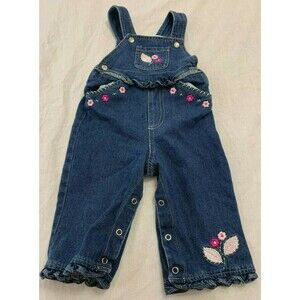 BT KIDS GIRLS JEANS EMBROIDERED JEANS PANTS OVERALLS SIZE 12 MONTHS